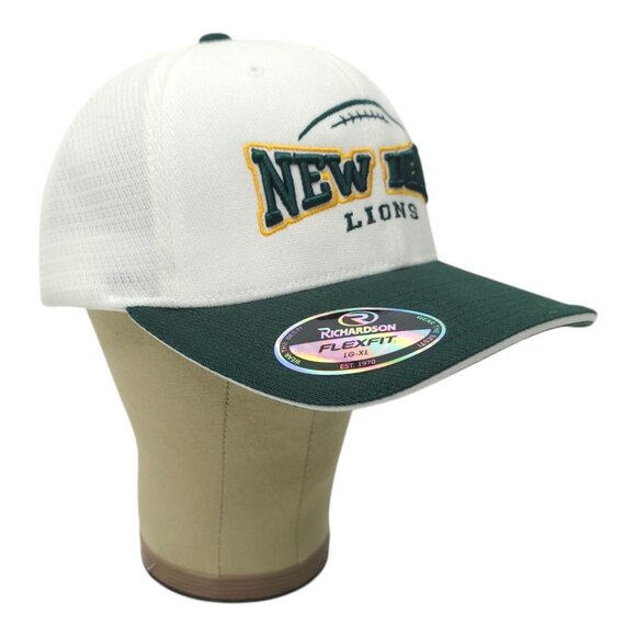 New Deal Lions L/XL Cap Back Mesh Embroidered Logo Flex Fit Trucker Baseball Hat - Picture 3 of 14